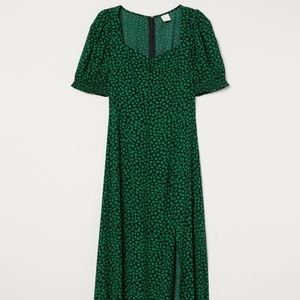 Black and Green Patterned Floral Dress